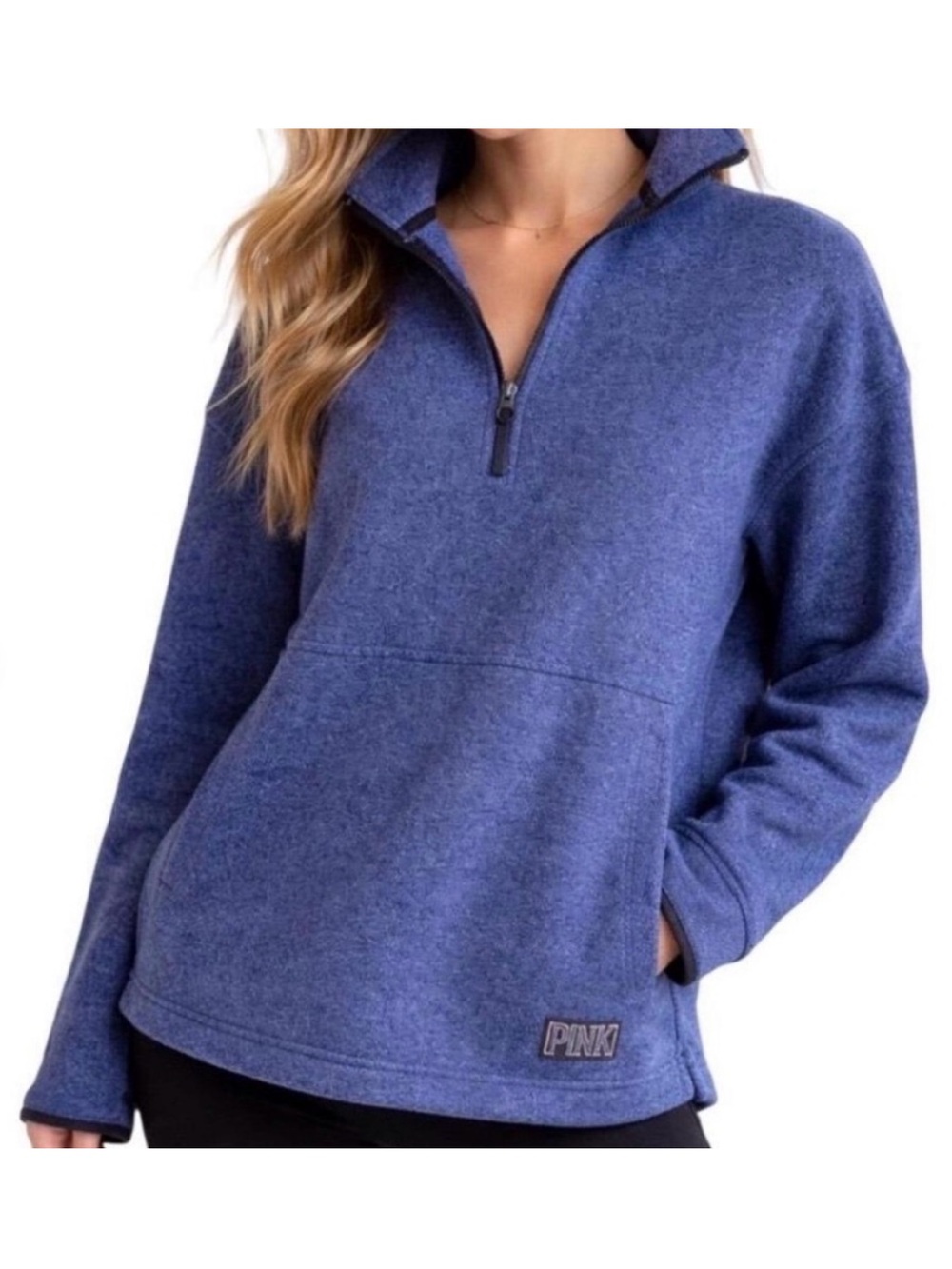 PINK Victoria's Secret Blue Quarter-Zip Sweatshirt